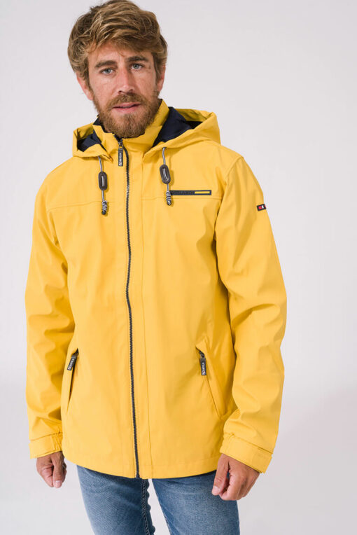 Yellow waterproof navy raincoat