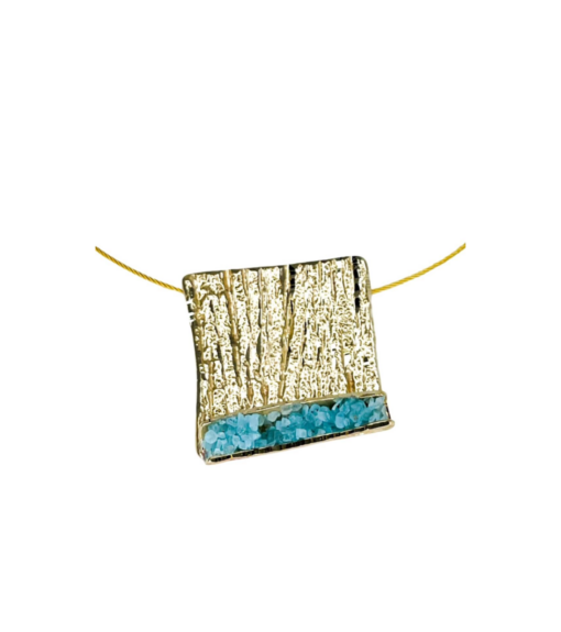 Tina Kotsoni | Handmade Square Necklace Made Of Bronze With Line Of Crystals