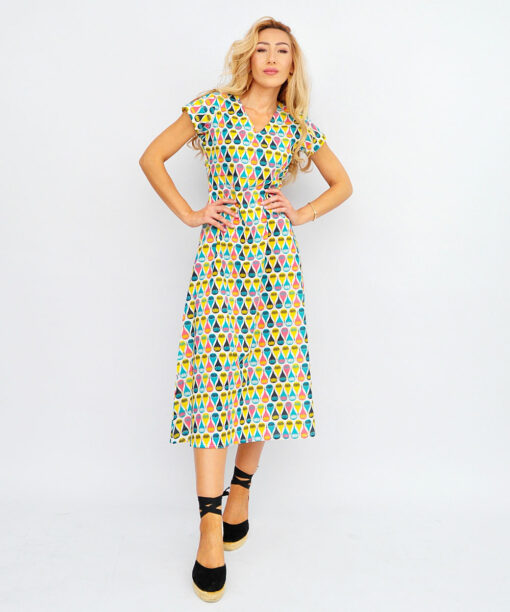 Maxi Dress With Multicoloured Pattern And Back Detail